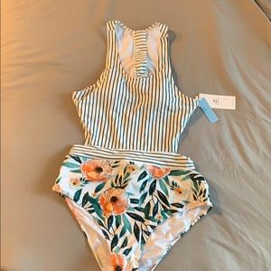 Striped & Floral One-Piece